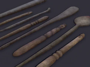 Medieval needles and make up scoop 3D Model