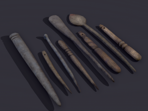 Medieval needles and make up scoop 3D 模型