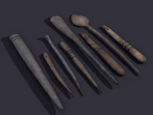 Medieval needles and make up scoop 3D Model