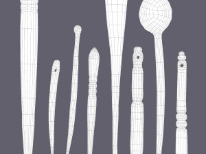 Medieval needles and make up scoop 3D Model