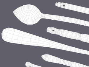 Medieval needles and make up scoop 3D Model