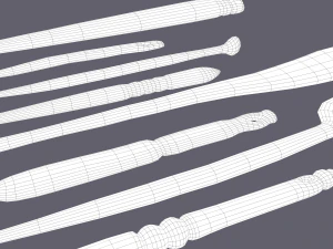 Medieval needles and make up scoop 3D Model
