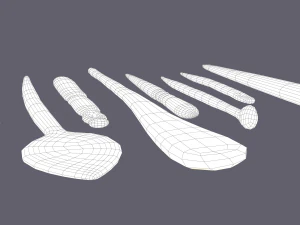 Medieval needles and make up scoop 3D Model