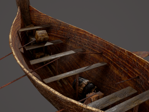 Wooden viking boat Model 3D