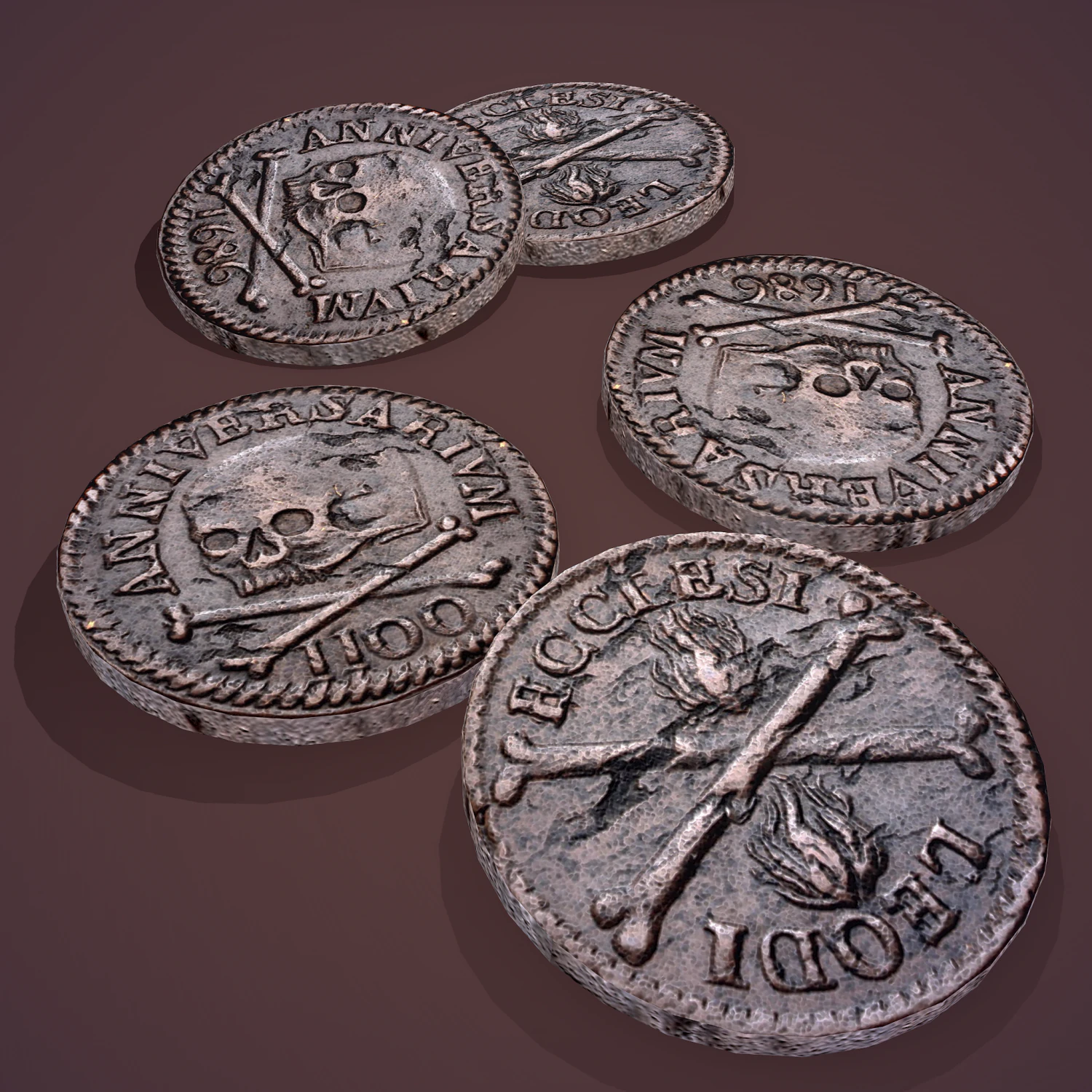 Medieval coin 3D Model .c4d .max .obj .3ds .fbx .stl .blend