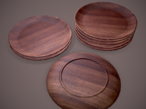 Medieval tavern wooden plate Modèle 3D
