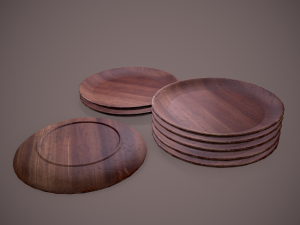 Medieval tavern wooden plate Modèle 3D