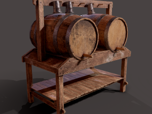 Wine barrels and holder 3D Model