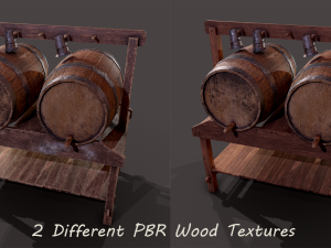Wine barrels and holder 3D Model