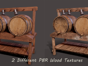 Wine barrels and holder 3D Model