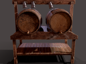 Wine barrels and holder 3D Model