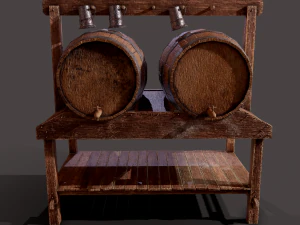 Wine barrels and holder 3D Model