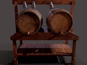 Wine barrels and holder 3D Model