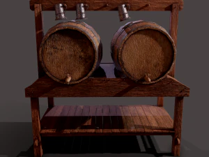 Wine barrels and holder 3D Model