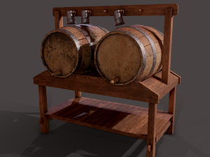 Wine barrels and holder 3D Model