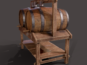 Wine barrels and holder 3D Model