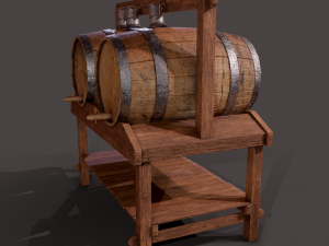 Wine barrels and holder 3D Model