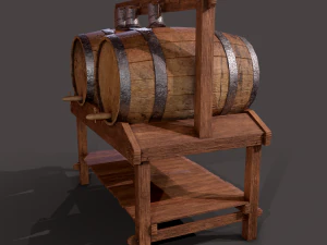 Wine barrels and holder 3D Model
