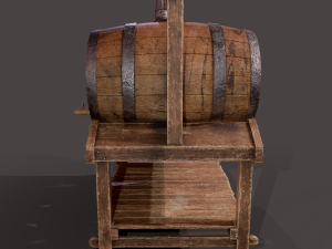 Wine barrels and holder 3D Model