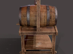 Wine barrels and holder 3D Model