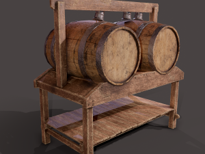 Wine barrels and holder 3D Model