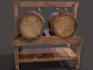 Wine barrels and holder 3D Model