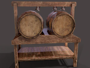 Wine barrels and holder 3D Model