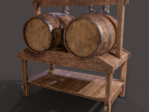 Wine barrels and holder 3D Model