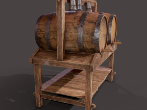 Wine barrels and holder 3D Model