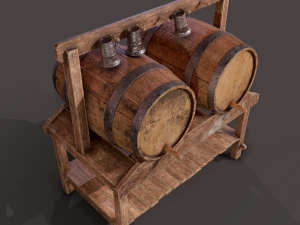 Wine barrels and holder 3D Model