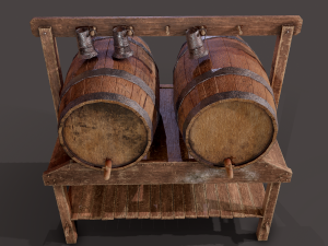 Wine barrels and holder 3D Model