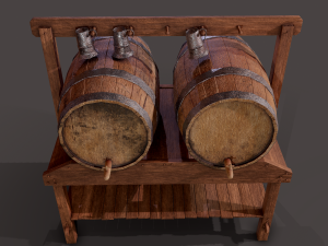 Wine barrels and holder 3D Model