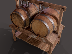 Wine barrels and holder 3D Model