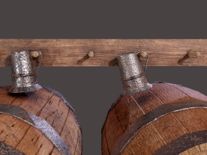 Wine barrels and holder 3D Model