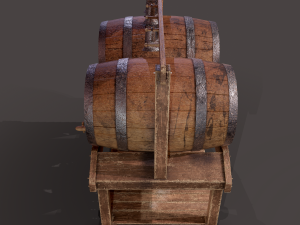 Wine barrels and holder 3D Model