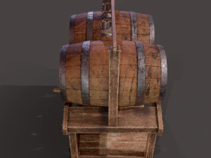 Wine barrels and holder 3D Model
