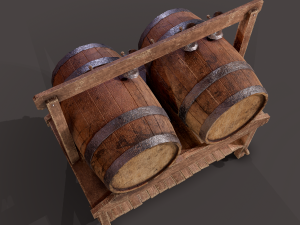Wine barrels and holder 3D Model