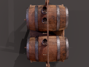 Wine barrels and holder 3D Model