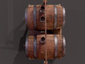 Wine barrels and holder 3D Model
