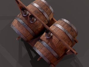 Wine barrels and holder 3D Model