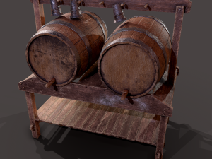 Wine barrels and holder 3D Model