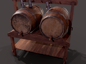 Wine barrels and holder 3D Model