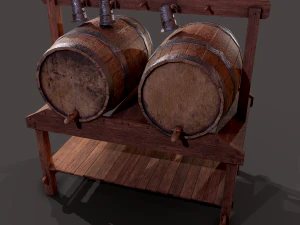 Wine barrels and holder 3D Model