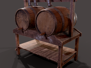 Wine barrels and holder 3D Model