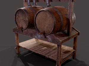 Wine barrels and holder 3D Model