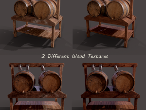 Wine barrels and holder 3D Model