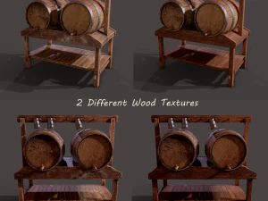Wine barrels and holder 3D Model
