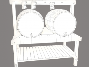 Wine barrels and holder 3D Model