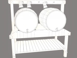 Wine barrels and holder 3D Model