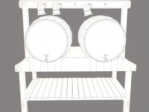 Wine barrels and holder 3D Model
